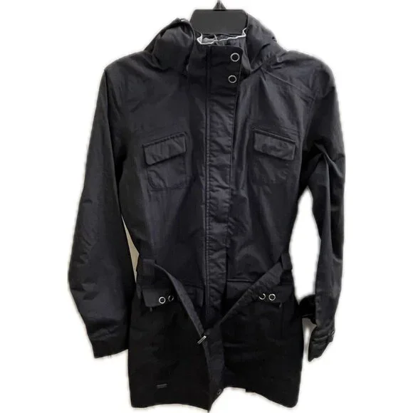 Outdoor Research Jacket Womens Small Black GrayEnvy Long Rain Coat Hooded